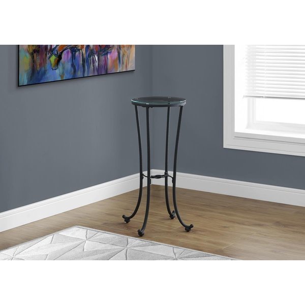 Daphnes Dinnette Accent Table with Tempered Glass - Hammered Black, Metal DA2618125